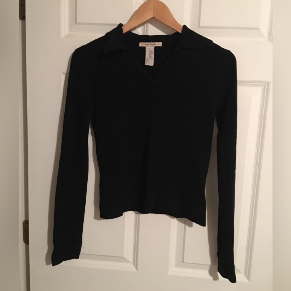 Free People Womens Black Long Sleeve Cropped Sweater. Size S.